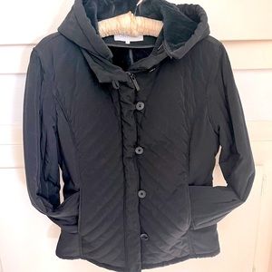 Calvin Klein Black Hooded Winter Jacket Faux Fur Lined Size L